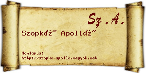 Szopkó Apolló névjegykártya